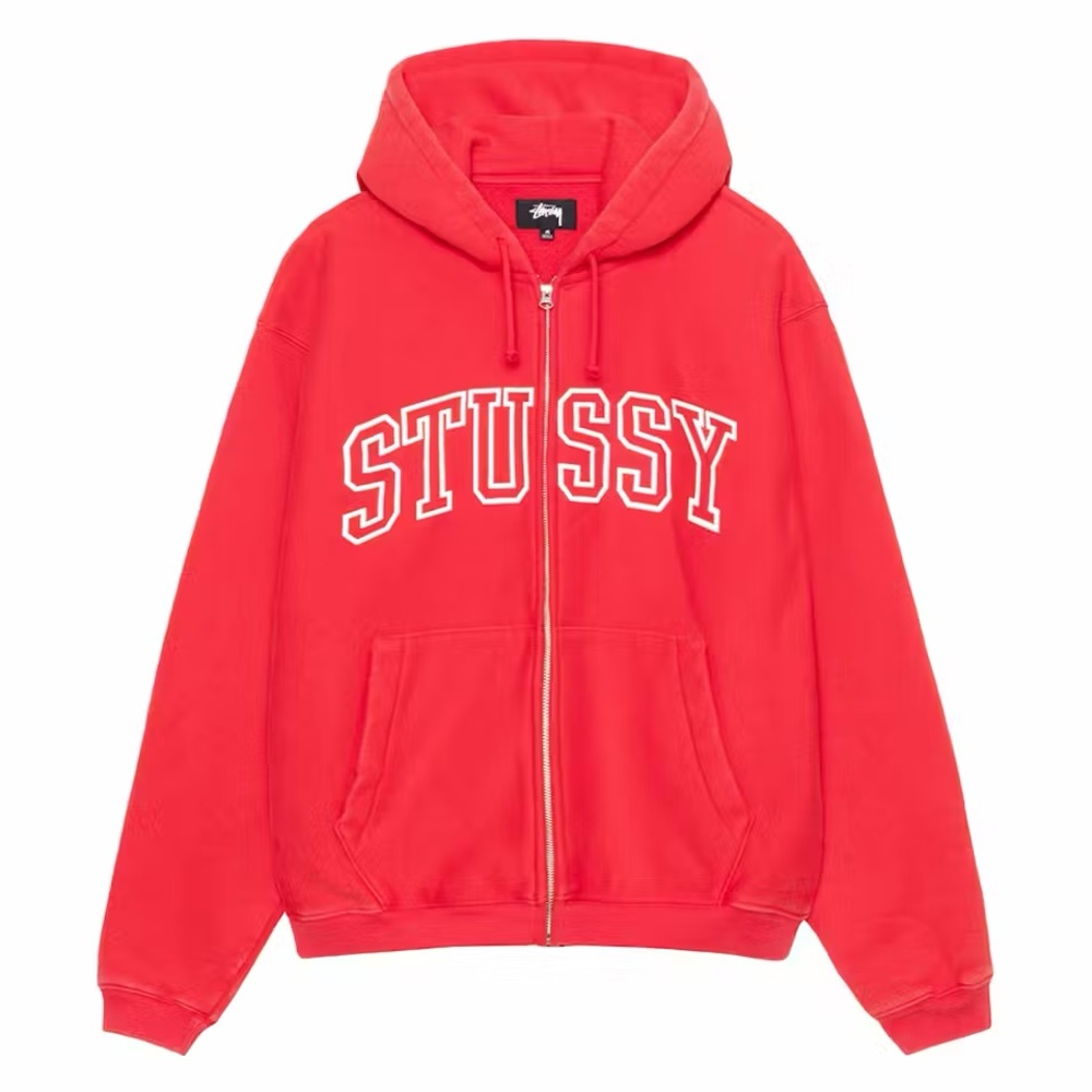 Stussy Outline Zip Hoodie red